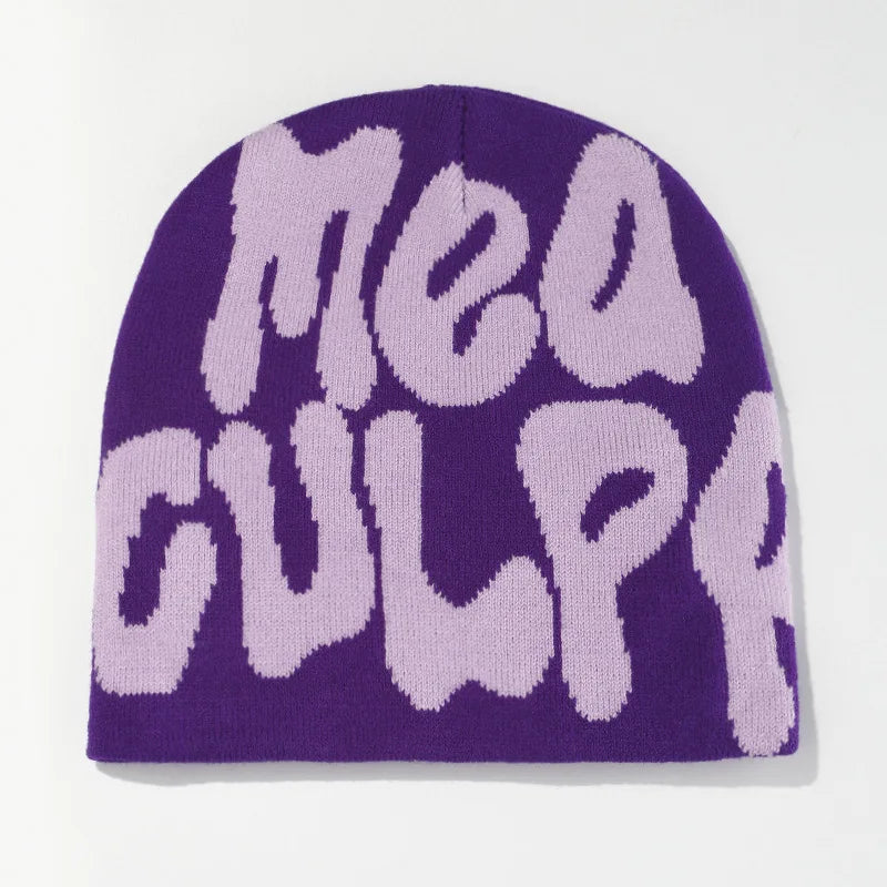 2025 New Knitting Beanies Hat Men Women Paragraph Quality Cap Mea Culpa Y2K Warm Fashion Hundred Take Cold Cap for Women Hats
